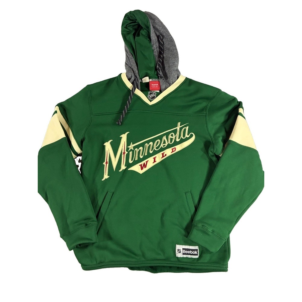 2013-14 Minnesota Wild Reebok Face Off Lace Up Hoodie. Men's Medium.